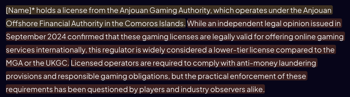 Casino review sample from April 2026